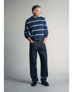 Mango Jersey Aus 100 Baumwolle Mit Streifen, Pinori Filati-Garn - Blau