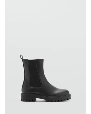 Mango Elastic Panels Ankle Boot - Black