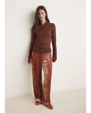 Mango Wool Hooded T-Shirt - Brown