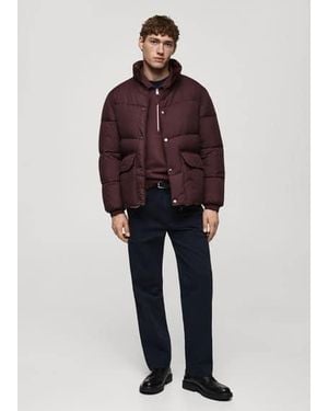 Mango Water-Repellent Quilted Anorak - Red