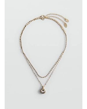 Mango Collier Double Combiné Or - Blanc