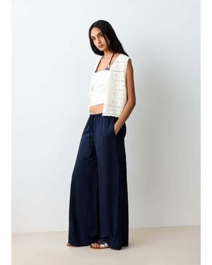 MANGO TEEN Openwork Knitted Waistcoat - Blue