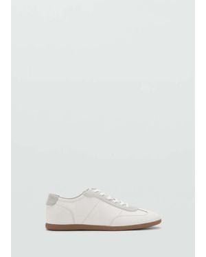 Mango Leather Mixed Sneakers - White
