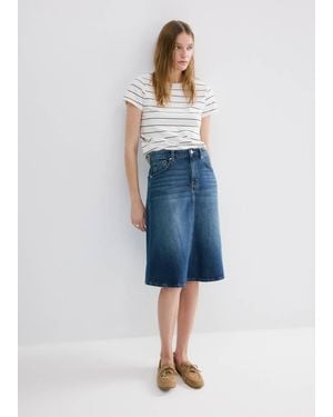 Mango Striped Cotton T-Shirt - Blue