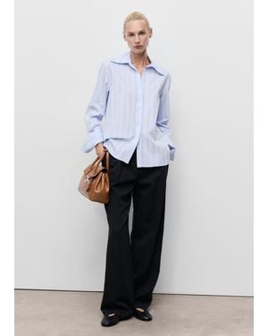 Mango Lapels Striped Shirt - White