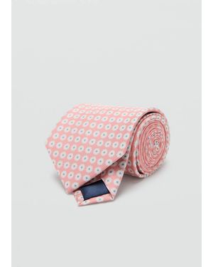 Mango 100% Silk Tie With Floral Print - Pink