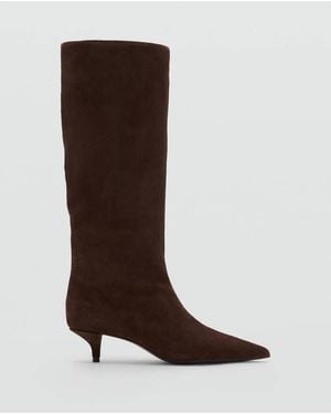 Mango Suede Ankle Boot With Heel - Brown