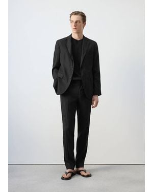 Mango Amalfi Slim Fit Suit Trousers - Black