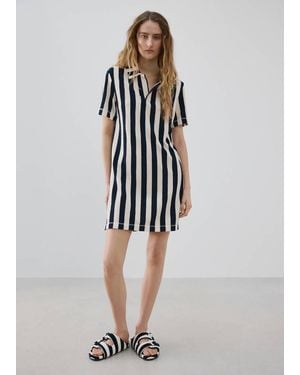 Mango Camicia Da Notte Spugna Di Cotone Righe Blu - Bianco