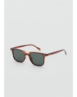 Mango Rectangular-Frame Sunglasses - Brown