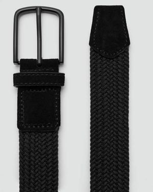 Mango Braided Elastic Belt Khaki - Black