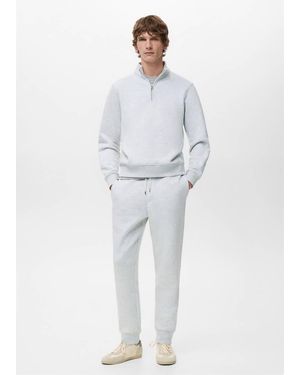 Mango Cotton Joggers With Elastic Waist - Grey