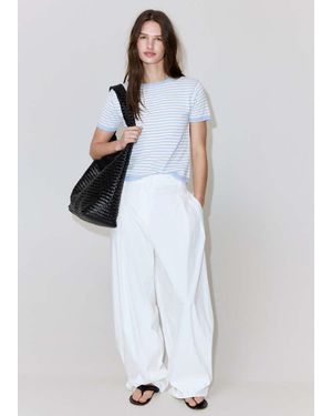 Mango Striped Short-Sleeved Jumper - White