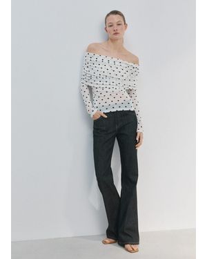 Mango Polka Dot Strapless Top - Grey