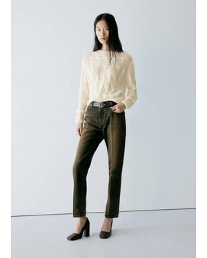Mango Cable-Knit Crew-Neck Jumper - White