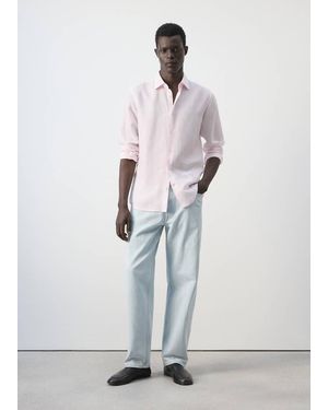 Mango Regular Fit Lyocell-Linen Blend Shirt - White