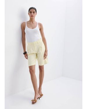 Mango Denim Bermuda Shorts With Buckle Detail - White