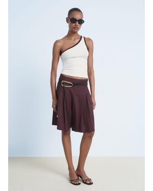 Mango Asymmetrical Top With Contrasting Trim - Red