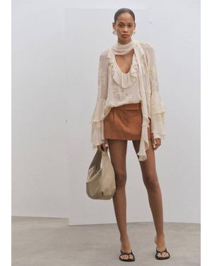 Mango Mini-Skirt With Pleats - Natural