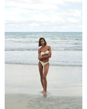 Mango Textured Bandeau Bikini Top - Blue