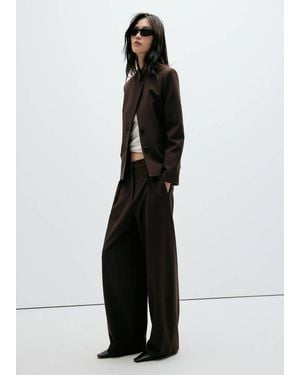 Mango Bundfaltenhose Mit Hahnentrittmuster - Braun