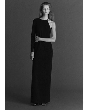 Mango Asymmetrical Open-Back Dress - Black