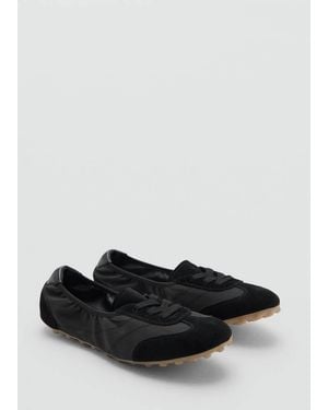 Mango Mixed Suede Trainers - Black