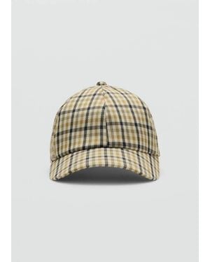 Mango Cappellino Visiera Quadri Marrone Medio - Multicolore