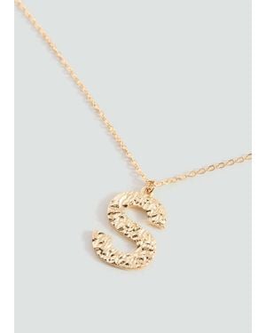 MANGO TEEN Letter Pendant Necklace - Metallic