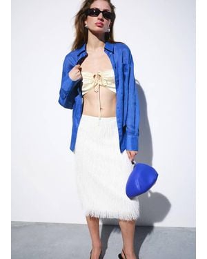 Mango 100% Ramie Shirt With Pockets - Blue