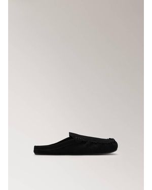 Mango Mocassins Ouverts À L'Arrière Daim Noir - Blanc