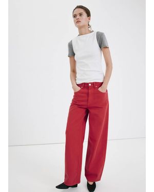 Mango Mid-Rise Balloon Jeans - Red