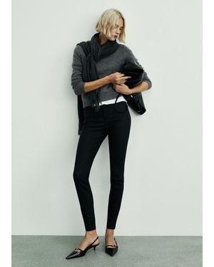Mango Waxed Mid-Rise Skinny Jeans - Black