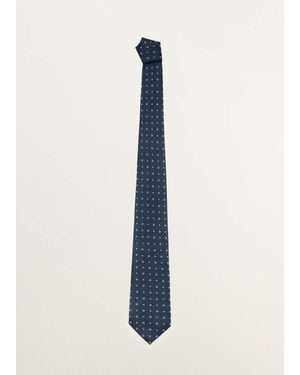 Mango 100% Silk Patterned Tie - Blue
