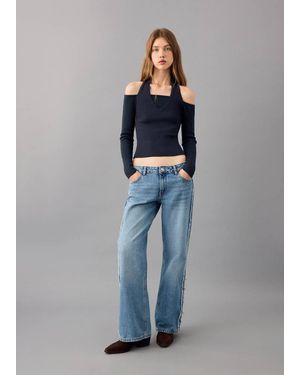 MANGO TEEN Long-Sleeved Halter-Neck Top - Blue
