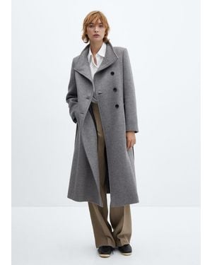 Mango Manteco Wool Coat With Belt - Gray