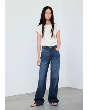 Mango Danila High-Waisted Wide Leg Jeans - Blue