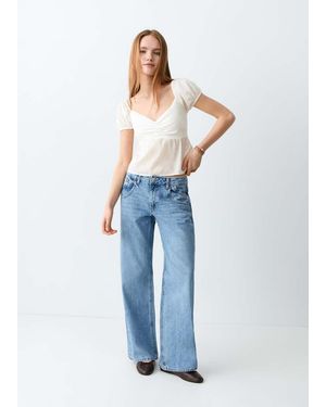 MANGO TEEN Cotton Crop Top - Blue