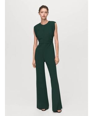 Mango Ruched Long Jumpsuit - Green