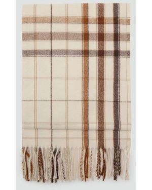 Mango Check Scarf With Fringed Ends - Brown