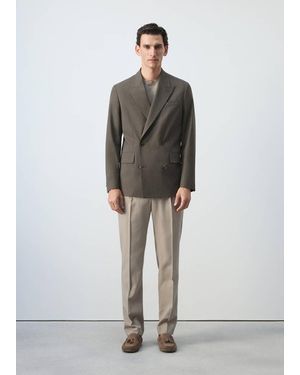 Mango Boston Regular-Fit Double-Breasted Suit Jacket - Grey