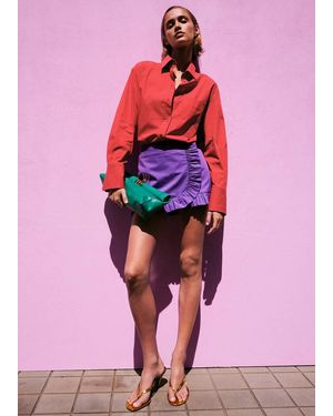 Mango Popelinehemd Mit Tasche - Rot