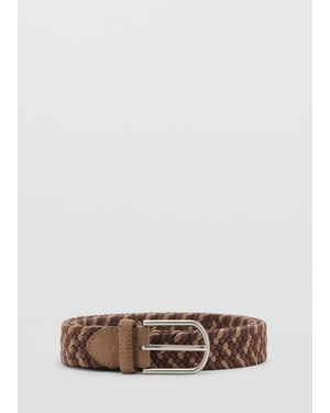 Mango Braided Elastic Coloured Belt - Brown