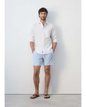 Mango Seersucker Striped Swimsuit - White