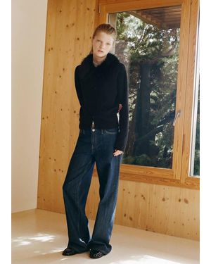 MANGO TEEN Cardigan With Faux-Fur Collar - Blue