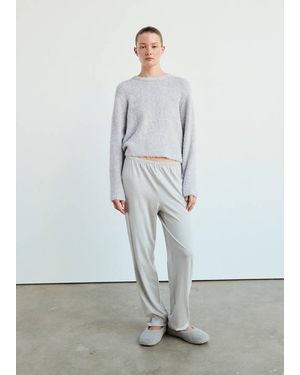 Mango Round-Neck Bouclé Jumper - Grey