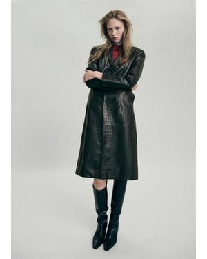 Mango Cappotto Pelle Effetto Cocco Marrone