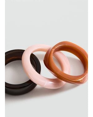 Mango Set Of 3 Combined Bracelets - Brown