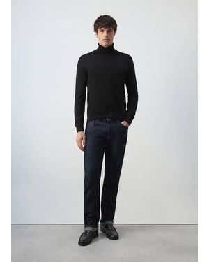 Mango 100% Merino Wool Turtleneck Jumper - Black