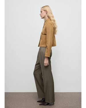 Mango Wideleg Pants With Elastic Waist - Gray
